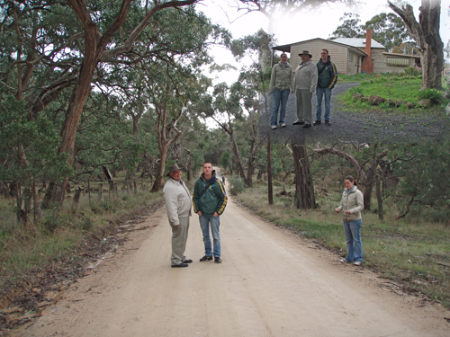 Natuur rond Ballarat met eucalyptusbomen, inzet: huis gastgezin.