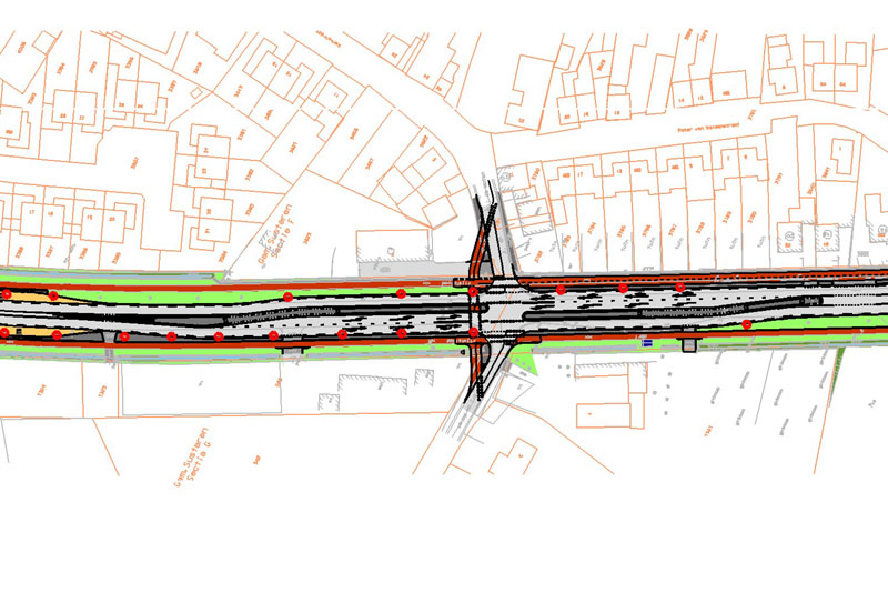 Kruispunt met Kerkstraat met VerkeersRegelInstallatie