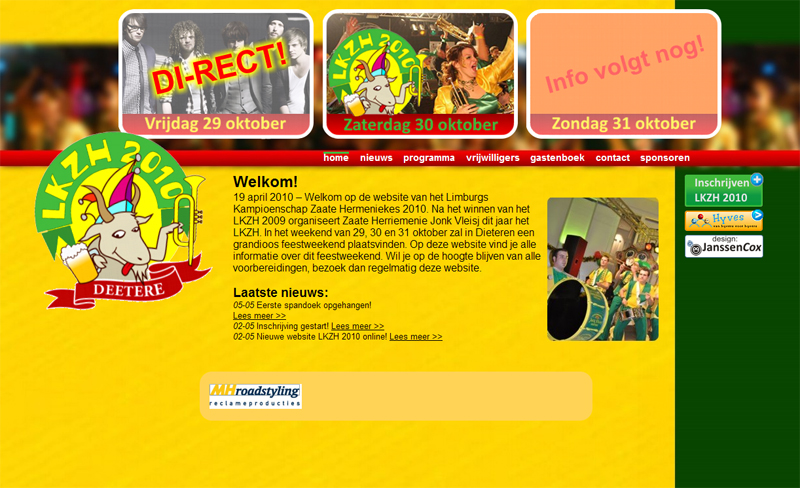 Lancering website ter promotie LKZH 2010 in Deetere