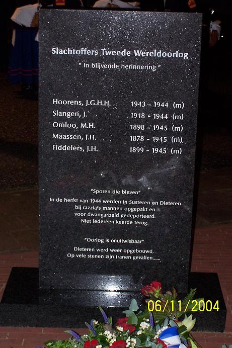 Gedenkplaat oorlogsslachtoffers Dieteren
