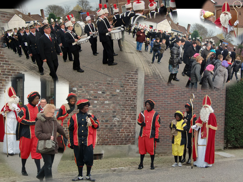 De goedheiligman werd dit jaar afgehaald vanaf hoek Kerkstraat/Pater van Heldenstraat/Maaseikerweg