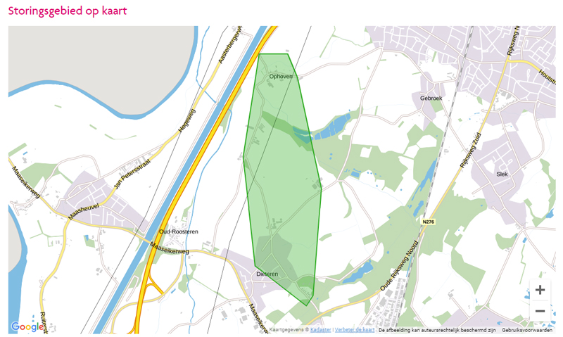 Stroomstoring aangegeven op plattegrond